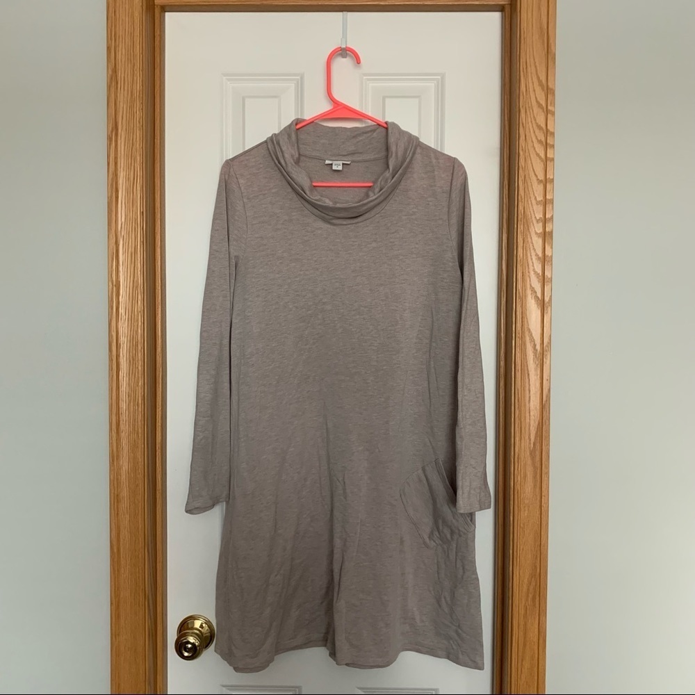 J Jill Pure Jill Tan Cowlneck Long Sleeve Tunic Top with Pocket Size Medium